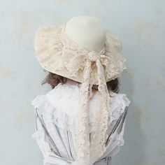 This priceis for a straw hat only.  The bow on the hat is detachable.   	 		 			Size 			Free Size 		 		 			Brim of the hat 			10 Wide Brim Sun Hat, Lace Bows, Sun Hat, Vintage Lace, Wide Brimmed, Straw Hat, Sun Hats, Free Size, Lace Trim