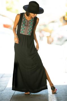 Women Black Maxi Embroidered Dress, Long Everyday Summer Dress, Loose Sleeveless Bohemian Tamara DressThis beautiful Tribal dress is loose, fun, casual, and can easily fit everyday to evening look.With the high-quality embroidery - a Bold timeless design that can be worn day to night.It is light and airy and will be perfect for the hot summer days.Color: BlackAvailable in More colors - and also short version - https://etsy.me/2M97DpfSIZE:Available in sizes - S, M, L, XL, 2XLSmall:Bust: 35.5" (91 Egyptian Dress, Oversize Women, Black Maxi, Evening Dresses Long, Mother Of The Bride Dresses, Small Bust, Embroidered Dress, Dress Clothes For Women, Moda Fashion