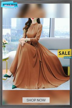 Women‘s Formal Party Dress Swing Dress Long Dress Maxi Dress Green Black Purple Long Sleeve Pure Color Lace Up Winter Fall Autumn Stand Collar Winter Dress Fall Dress S M L Xl Xxl 3xl 4xl Flowy Solid Color Party Dress, Fall Party Maxi Length Chiffon Dress, Brown Flowy A-line Dress, Non-stretch Brown Winter Dress, Flowy A-line Solid Color Dress, Casual Knee-length Chiffon Dress For Fall, Long Sleeve Solid Color Chiffon Dress, Long Sleeve Chiffon Midi Dress With Pleats, Elegant Chiffon Dress For Fall