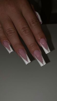 Amaria Bb, French Tip Acrylic Nails, Classy Acrylic Nails, Short Square Acrylic Nails, Acrylic Nails Coffin Pink, Long Square Acrylic Nails, Bling Acrylic Nails, Acrylic Nails Coffin Short, Short Acrylic Nails Designs