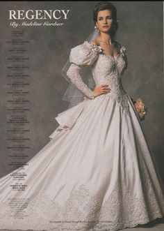 a woman in a wedding dress with her hands on her hips and the words, regncy