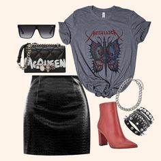 Edgy Tops For Day Out, Queen Tee Shirt Outfit, Plus Size Rocker Chic Summer, Band Shirt Outfits, Band Tee Outfits, Metallic Butterfly, Rocker Chic Style, Rock History, Butterfly Graphic