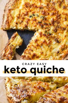 the keto quiche has been cut into pieces and is ready to be eaten