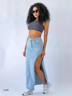 Clothes To Sew, Moda Jeans, Beachwear Fashion, Shorts Skirts, Jean Skirt, Fitness Inspo, Long Skirt, Cute Outfits