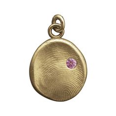 Gold Fingerprint Pendant with Genuine Pink Tourmaline Birthstone Kit.  Approximately 15mm x 18mm, size varies. This pendant is about 4.5 grams of solid 14k gold. 2.5mm Diameter Natural October Birthstone Pink Tourmaline Choose Yellow, White or Rose Gold Chain available separately. This beautiful finger print pendant s a truly unique gift for any mother, grandmother, or bride to be. Create a one of a kind pendant in person from your loved one's actual fingerprint! This makes a beautiful keepsake, buy it kit as a shower gift and allow a new mom to make incredibly personal jewelry from her child's own fingerprint. This price is for a Solid 14 Karat Gold Fingerprint Pendant with Flush Set Birthstone Charm Pendant. Cost depends on the type of gemstone you choose. Chains are not included. HOW IT Thumbprint Jewelry, Thumbprint Necklace, Thumb Print, Fingerprint Necklace, Thumb Prints, Fingerprint Jewelry, Finger Print, Printed Jewelry, Rose Gold Chain