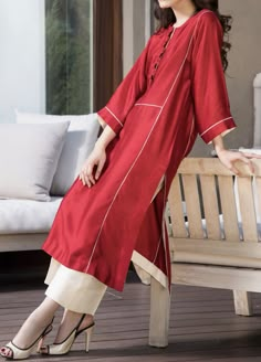 Punjabi Style, Simple Kurta Designs, Long Kurti Designs, Kurta Neck Design, Long Kurti, Fashion Top Outfits