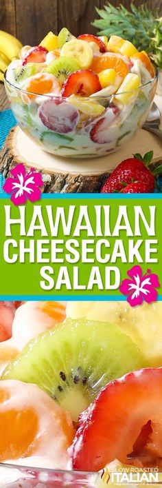 hawaiian cheesecake salad with fresh fruit on the side