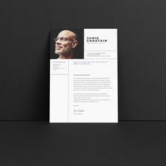 a professional resume template with an image of a man's face on the cover