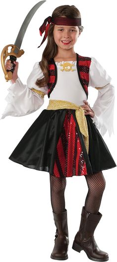 Freeboutiquetemplates.com   Rubie's Child's High Seas Pirate Value Costume, X-Small   High seas pirate costume with Dress and headpiece White bodice with tattered bell sleeves, attached striped vest, gold belt and skull, and black skirt with red striped sequined front panel Important: Costumes are sized differently than clothing, consult the Rubie's Child's size chart and recent reviews to make the best selection Red and black mesh headband sash We gladly accept: Paypal payments. Always free Domestic Shipping!!! UNDELIVERABLE PACKAGES: Occasionally, packages are returned to us as undeliverable. When this happens, we issue a refund less shipping charges. Additionally, if the package was refused, we will also assess a 15% restocking fee. We are unable to reship orders that are returned to us Baby Halloween Costumes Newborn, Pirate Dress Up, Toddler Boy Halloween Costumes, Sea Pirates, Pirate Dress, Toddler Girl Halloween, Costumes For Teens, Toddler Halloween Costumes