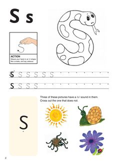 the letter s worksheet with pictures and letters