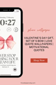 valentine's day gift set of 5 bow love quote wallpapers