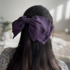 Super Cute Organic Stone Washed Linen Stacked Hair Bow for Girls in Purple. They are handmade with love and care using high quality fabric.  This hair bow is simply cute, perfect for any occasion and makes a great gift as well. Attachment: Barrette  *Please be noted that the color might appear a little differently on each phone, tablet, or computer screen. Purple Hair Bows, Stacked Hair Bow, Giant Bow, Violet Hair, Bow Christmas, Christmas Gifts For Girls, Big Bow, Girl Hair Bows, Organic Linens