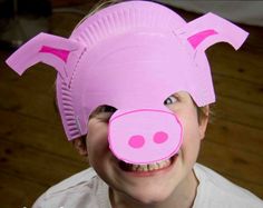 Paper Plate Masks, Kids Crafts For Boys, Full Face Masks, Pig Mask, Masks Kids, Sunflower Crafts