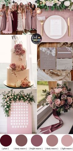 a collage of different wedding color schemes