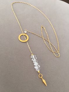 Diy Lariat Necklace, Herkimer Diamond Jewelry, Herkimer Diamond Necklace, Beaded Jewels, Wire Jewelry Designs, Diy Wire Jewelry, Hippie Jewelry, Lariat Necklace