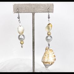 Brand: Shopkathyco (Handmade By My Daughter And I) Size:Os New One Of A Kind Original Handmade Earrings, Genuine Shells And Fossilstone Bead, Mismatched Earrings Are A Big Trend And So Are Pearls Are Faux And Big Pearls! I Will Not Make Another Pair Identical To These, They Will Always Be One Of A Kind. Shipped Fast From A Smoke Free, Pet Free Home! Posh Amabassador And Top Rated Seller! Feel Free To Ask Questions Or Make An Offer Beach Vacation Cruise Ocean Tropical Handmade White Jewelry For Everyday Use, Stone Earrings Studs, Ocean Tropical, Bamboo Hoop Earrings, Red Heart Earrings, Spider Earrings, Teal Earrings, Vacation Cruise, Big Pearl