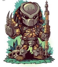 Laufman Art, Predator Artwork, Arte Alien, Alien Vs Predator, Alien Vs, Chibi Characters, Alien Art