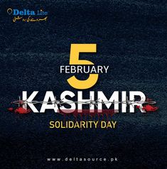 an advertisement for kashmr solidarity day with the number five helicopter flying in the sky