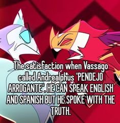 two cartoon characters with caption that reads, the satisfaction when vassago called an anaplus