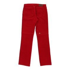 Description:Vintage Ralph Lauren Lauren red cord trousers, fit a UK size 8 - mid rise with a 30" waist. Size conversion: US Size: 4EU Size: 36IT Size: 40 RISE TYPE: Mid RiseWAIST: 30 inches / 76cmsINSEAM: 32 inches / 81cmsRISE: 9 inches / 23cmsGENDER: womens CONDITION: good - marks on back.STYLE: cord trousersERA: 1990sCOLOUR: redFABRIC: cotton Red Straight Leg Corduroy Bottoms, Red Fitted Corduroy Bottoms, Fitted Red Corduroy Bottoms, Fitted Red Corduroy Pants, Cord Trousers, Beauty Bag, Cardigan Coat, Active Wear Tops