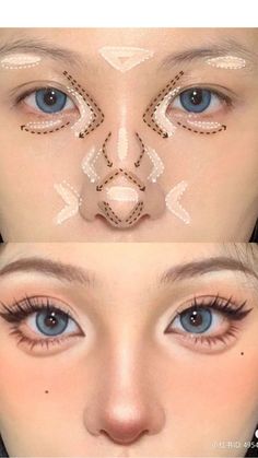 Mitsuri Makeup Look, Korean Makeup Black Women, Different Types Of Makeup Looks, Doujin Makeup Trend, Simple Makeup Ideas, J Beauty, Liner Looks, Nose Makeup, Gyaru Makeup