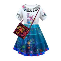 Comfortable, soft and skin-friendly, this could be a great costume for Encanto fans.  Brightly same print as the movie.      Childrens Size: 4T, 6T or 8T Package Includes: One dress, a bag, glasses and earrings.  Round neck design, playful and cute Button design, practical,easy to put on and take off.  Hand washing is recommended. Occasion: Suitable for a variety of dress-up occasions, such as cosplay party, Halloween, carnivals, fancy dress parties, performances, filming and carnivals and daily Fancy Summer Dress, Halloween Princess, Halloween Suits, Fancy Dress Up, Princess Cosplay, Princess Dress Up, Kids Party Dresses, Girls Dress Up, Up Costumes