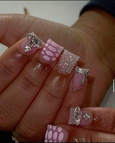 Nail Inspo Short, Short Nail Inspo, Duck Nail, Acrylic Toe Nails, Long Acrylic Nail Designs, Duck Nails, Hard Nails, Blue Acrylic Nails, Nails Design With Rhinestones