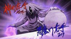 an anime character with long white hair sitting on the ground next to a large object