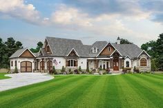 this is an artist's rendering of the front elevation of these country house plans