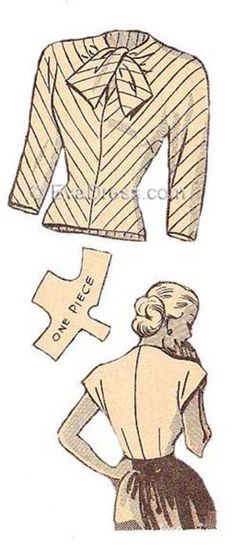 an old fashion sewing pattern for a shirt and skirt with bows on the back,