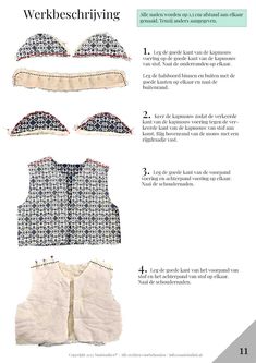 the instructions for how to sew a vest