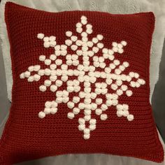 Christmas Crochet Pillow Pattern Snowflake Crochet Pillow DIY Farmhouse Home Decor Crochet Cushion Pattern Winter Let It Snow Bobble 18 X 18 - Etsy Christmas Crochet Cushions, Christmas Crochet Pillow, Diy Crochet Pillow, Snowflake Crochet, Home Decor Crochet, Decor Crochet