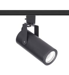 a black track light on a white background