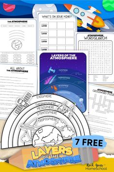 the layers of the atmosphere worksheet is shown with text that reads layers of the atmosphere