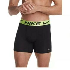 Nike Luxe Cotton Modal Mens Boxer Briefs Black/Volt Size Xl Nwot Detached Tags Small Defect On Band Please Refer To Pictures Nike Luxe, Mens Boxer Briefs, Socks Nike, Boxer Briefs, Men's Nike, Black Green, Black Nikes, Briefs, Nike Men