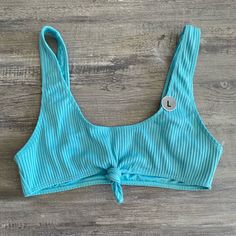 Turquoise Size Large Swimsuit Bikini Top From Forever 21. Looks Like You Tied It In A Little Knot As You Would A Tee To Make It A Crop Top. Super Cute! Light Blue Summer Top For Poolside, Turquoise Beach Tops, Casual Turquoise Swimwear For Poolside, Forever 21 Triangle Top Swimwear For Vacation, Trendy Light Blue Swimwear For The Beach, Trendy Light Blue Swimwear For Beach, Casual Forever 21 Swimwear For Beach, Forever 21 Casual Beach Swimwear, Trendy Forever 21 Swimwear For Pool