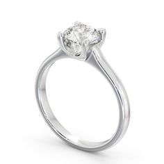 a white gold engagement ring with an oval cut diamond in the center and two clawed shoulders