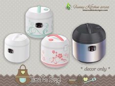 three different types of rice cookers with the words time to ply on them