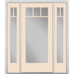 a white door with two glass panels on the front and side doors, both closed