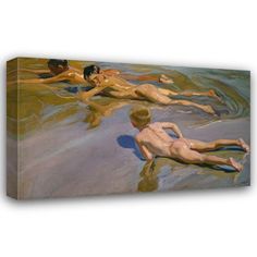 Museum quality fine art giclee reproduction printed on artist grade canvas. Wrapped and framed in a two inch black ornate wood frame. Rosecliff Heights Overall Size: 31" H x 48" W | Rosecliff Heights Sorolla, Joaquin Gallery Wrapped Canvas Art Titled: Boys On The Beach, Wood in White | 31" H x 48" W | Wayfair | Home Decor Prado Madrid, Spain Spanish, Beach Canvas, Beach Painting, Wrapped Canvas Art, Art Reproductions, Fine Art America, Artwork Prints, Oil On Canvas