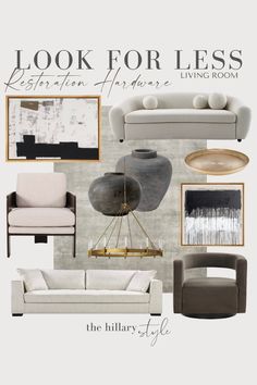 a living room with white furniture and gold accents on the walls is featured in this article