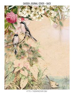 two birds are sitting on a branch with flowers