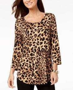 Printed T-Shirt, Created for Macy's | macys.com Macys Women, Animal Print T Shirts, Printed Tunic Tops, Leopard Print Top, Print Tunic, Shirts For Women, Family Outfits, Print Top, Print T Shirts