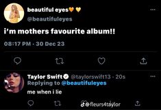 two tweets are shown with the caption'i'm mothers favorite album '