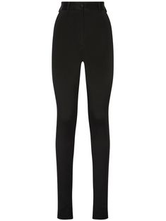 KIM DOLCE&GABBANA high waisted skinny-fit trousers from DOLCE & GABBANA featuring black, stretch-design, high-waisted, belt loops, button fastening, two side inset pockets, extra-long length, side slits and two rear jetted pockets. This item is in size 40 and the color is Black Blazer Vest, Dolce E Gabbana, Slim Fit Trousers, Pant Shirt, High Waisted Trousers, Roberto Cavalli, Black Stretch, Flip Flop, Jimmy Choo