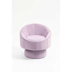 a purple chair sitting on top of a white floor