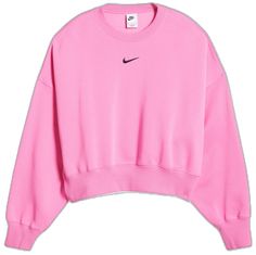 An embroidered Swoosh adds minimal branding to this cozy fleece sweatshirt cut for a relaxed, oversized fit that's enhanced by the dropped shoulders. 22" length (size Medium) Crewneck 80% cotton, 20% polyester Machine wash, tumble dry Imported Nike Phoenix Fleece, Minimal Branding, Aesthetic Hoodie, Casual Preppy Outfits, Cut Sweatshirts, Fleece Sweatshirt, Preppy Outfits, Oversized Fits, Pink Black