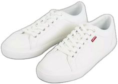 Levi's White Low-top Sneakers, Casual White Skate Shoes With Logo Patch, Levi's White Lace-up Sneakers, Casual Skate Shoes With Embossed Logo, White Casual Skate Shoes With Embossed Logo, Levi's, Collage, ? Logo, Sneakers