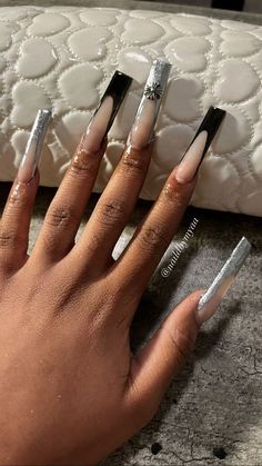 #follow #acrylicnails #nailstagram #nailinspo #nails #longnails #blogging #blogger #blog #beautyblog Black And Grey Nails Acrylic, Baddie Black Nails, Black Acrylic Nails, Punk Nails, Colored Acrylic Nails, Dope Nail Designs, Short Square Acrylic Nails, Long Acrylic Nails Coffin