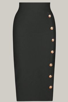 Experience luxurious comfort and style with our elegant Button Detail Bodycon Skirt. This premium piece boasts a split design and button front, adorned with a zipper for added detail. The classic pencil style and natural waistline create a flattering silhouette, while the midi length and skinny fit add a touch of sophistication. Crafted from high stretch, knitted fabric, this skirt offers maximum comfort and long-lasting wear. Its skin-friendly composition and lack of lining add to the overall comfort level. Elevate your wardrobe with this must-have addition. 95% Polyester, 5% Elastane Please allow 3-5 business days to process and ship. in cm : Size US Length Waist Size Hip Size S 4 75 63 83 M 6 75 67 87 L 8/10 75 71 91 XL 12 75 75 95 Bandage Jumpsuits, Split Design, Bodycon Skirt, Plus Size Jumpsuit, Plus Size Shopping, Body Con Skirt, Denim Jumpsuit, Jean Leggings, Shop Swimwear